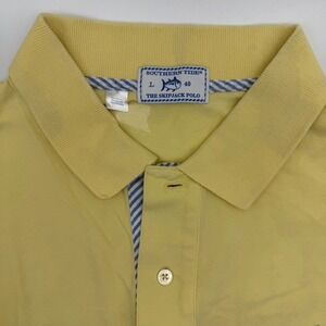 Southern Tide Skipjack Polo Shirt‎ Short Sleeve Yellow Cotton Casual Mens L 40